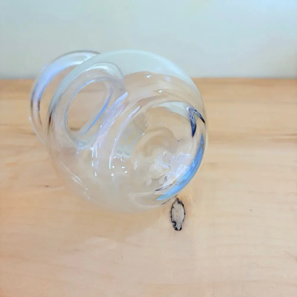 Vtg Italian Hand Blown Glass Hyacinth Bulb Vase Rolled Rim 60s Bud Vase MCM